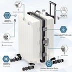 Krute Luggage 28 Inch Aluminum Frame Luggages TSA Lock No Zipper Checked Suitcase with Spinner Wheels Hard Shell Lightweight PC+ABS Large Suit Case