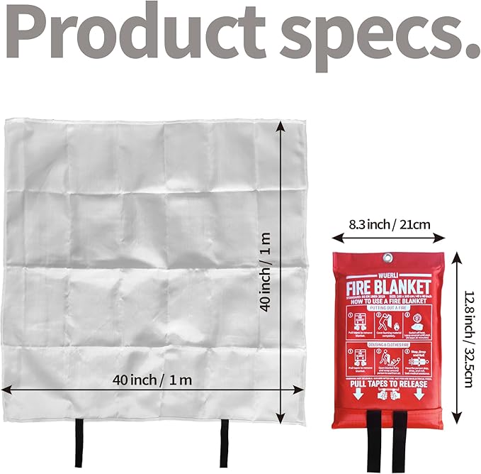 Fire Blanket for Home and Kitchen,40" x 40",2 Pack,Emergency Fire Blanket