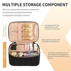 OCHEAL Black Makeup Bag - Portable and Spacious Cosmetic Organizer for Women's Travel with Handle, Divider, Large Capacity for Girls on the Go-Black