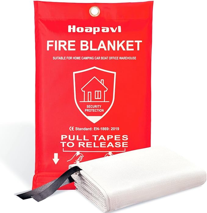 Emergency Fire Blanket, 40” x 40” Fire Blanket for Home and Kitchen, Fiberglass Fire Blankets for Camping Car Boat Office Warehouse Fire Safety, Quickly Suppresses The Spread of Fire