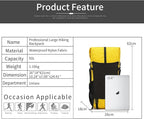 Hiking Backpack,40L to 50L Extra Large Capacity Hiking Bag,Internal Frame Camping Backpack,Upgraded X-PAC Lightweight Sport Daypack Travel Backpack Fit For Mountain Climbing Camping(Yellow)