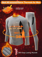 romision Thermal Underwear for Men Long Johns Fleece Lined Hunting Gear Bottom Top Set Base Layer for Cold Weather Gift