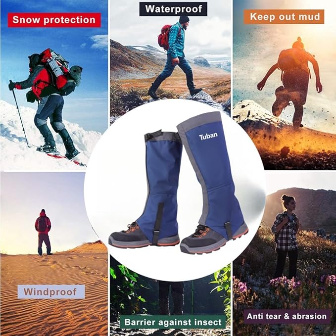 Waterproof Gaiters,Hiking Gaiters,Lightweight Adjustable Leg Gaiters for Men Women,Available in All Seasons,Hiking,Skiing,Mountain Climbing,etc.