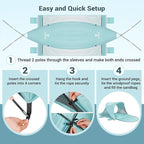 Beach Tent Sun Shelter, Beach Tent with Beach Mat Set, 4 Person Portable Beach Shade Canopy with UPF 50＋ UV Protection, Dual-Door Ventilation Design, Easy Setup Family Beach Umbrella (Green)