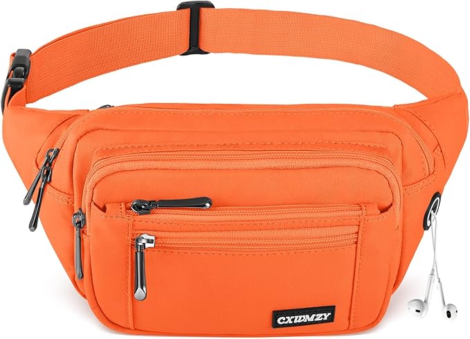 CXWMZY Fanny Packs For Women & Men Waist Pack Hip Bum Bag with Multi-Pockets Large Capacity Waterproof Casual Bum Bag for Disney Traveling Casual Cycling Running Hiking (Orange)