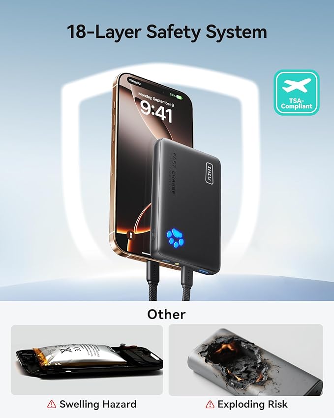 INIU Slimmest 10000mAh 45W PD Fast Charging Portable Charger & Ultra Slim 10000mAh 45W Power Bank Combo