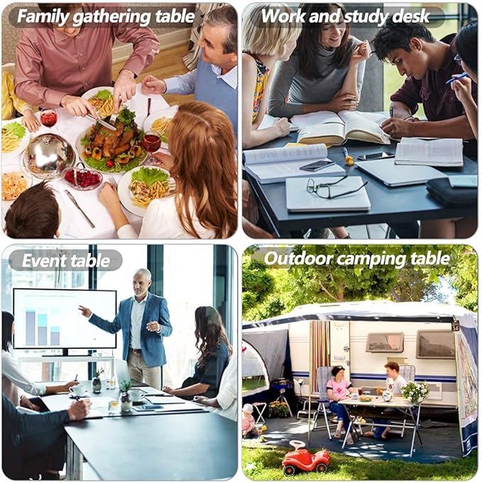 FDW Folding Half Portable Foldable Table for Parties Backyard Events (White, 6 FT 70 * 29) (White, 6 FT)