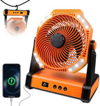 Camping Fan with Smart Voice， 22500mAh Battery Powered Portable Fan with Light&Hook, 5-Speed 270°Adjustable, Camping Essentials for Indoor, Tent, Travel, Patio, RVing, BBQ, Fishing, Jobsite