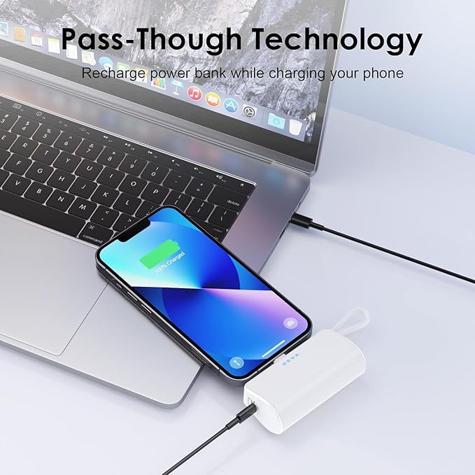 Feob [2 Pack] Mini Portable Charger 5200mAh,Ultra-Compact PD Fast Charging Power Bank,LCD Display Cute Battery Pack Backup Charger Compatible with with iPhone 14/14 Pro Max/13/13 Pro/12/XR/8/7/6