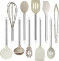 COOK WITH COLOR Silicone Cooking Utensils, Kitchen Utensil Set, Easy to Clean Silicone Kitchen Utensils, Cooking Utensils for Nonstick Cookware, Kitchen Gadgets Set, 10 Pieces, Brown