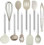 COOK WITH COLOR Silicone Cooking Utensils, Kitchen Utensil Set, Easy to Clean Silicone Kitchen Utensils, Cooking Utensils for Nonstick Cookware, Kitchen Gadgets Set, 10 Pieces, Brown