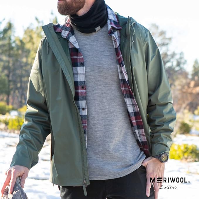 MERIWOOL Mens Base Layer - 100% Merino Wool Midweight Long Sleeve Thermal Shirt