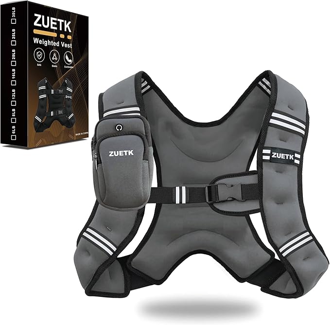 Weighted Vest, 6lb/8lb/12lb/16lb/20lb/25lb/30lb Weight Vest with Reflective Stripe, Weighted Vest for Men Women Workout Equipment for Strength Training, Running, Jogging, Fitness, Weight Loss