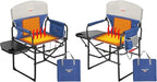 SUNNYFEEL Heated Camping Directors Chair 2 Pack, Portable Folding Lawn Chairs for Adults Heavy Duty with Side Table,Pocket for Beach, Fishing,Picnic,Concert Outdoor, Foldable Camp Chairs