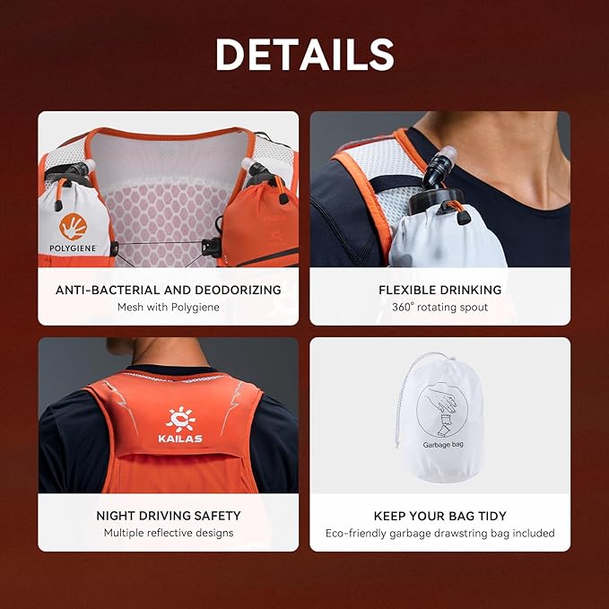 KAILAS FUGA AIR 8 Ⅳ Running Hydration Vest Hydration Pack Lightweight with Two TPU Water Bladders for Women Men Trail Cycling Hiking