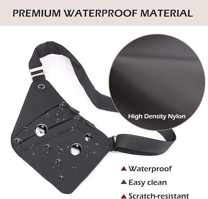 Anti Theft Crossbody Bags for Women Men, Multi-Pocket Shoulder Bag, Slim Sling Bags with 2 RFID Blocking Card