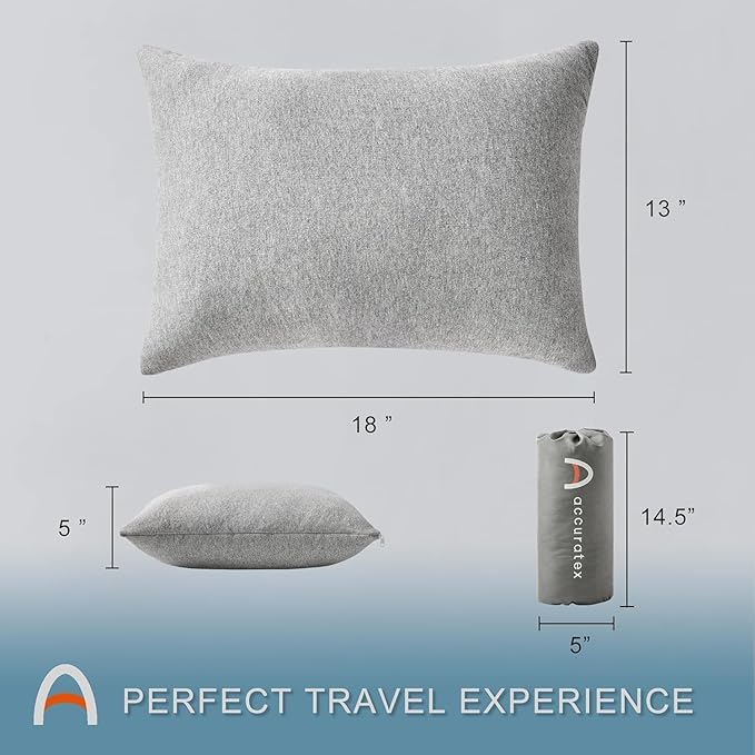 ACCURATEX Camping Pillow-100% Cotton Breathable Cover,Shredded Memory Foam Compressible Travel Pillow,Camping&Travel Accessories-Small Backpacking Pillow Camping Essentials for Sleeping