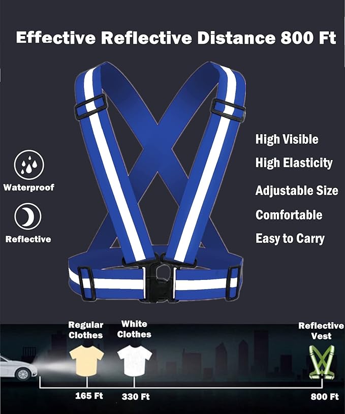 Reflective Strap Safety Vest Gear - 2-10 Pack Adjustable High Visible Reflective Running Gear for Women Men Night