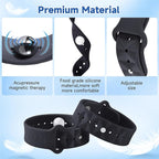 LYJEE Motion Sickness Bands Sea Sickness Wristbands Adjustable Acupressure Nausea Wristband/,Natural Relief of Nausea Headaches,Anxiety,Sleep Aid, Morning Sickness,Motion Sickness-(Black+Blue)