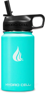 HYDRO CELL Stainless Steel Insulated Water Bottle with Straw - For Cold & Hot Drinks - Metal Vacuum Flask with Screw Cap and Modern Leakproof Sport Thermos for Adults (Teal 14oz)
