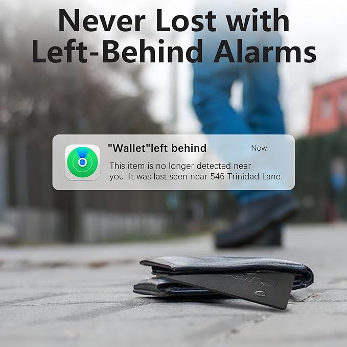Wallet Tracker (Both iOS and Android) IP68 Bluetooth Smart Finder Card GPS Tracker for Bags Passport Works with Apple Find My (Apple MFi Certified) & Google Find My Device - Over 5 Year Battery Life