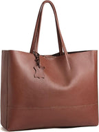 Italian Leather Tote Bag for Women - Large Shoulder Shopper, Fits 16” Laptop, Keychain Holder, Made in Italy