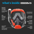 Seaview 180 V3 Full Face Snorkel Mask Adult- The V3 is The Perfect Snorkeling Gear for Adults- Snorkel Mask with 180 Panoramic Viewing and Up to 600% Easier Breathing- Patented Flowtech Air Intake