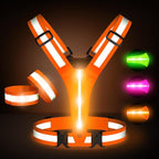 Led Light Up Running Vest Reflective Vest for Runners Night Walking, Rechargeable LED Reflective Running Vest High Visibility with Adjustable Waist/Shoulde, Reflective Armband for Women Men