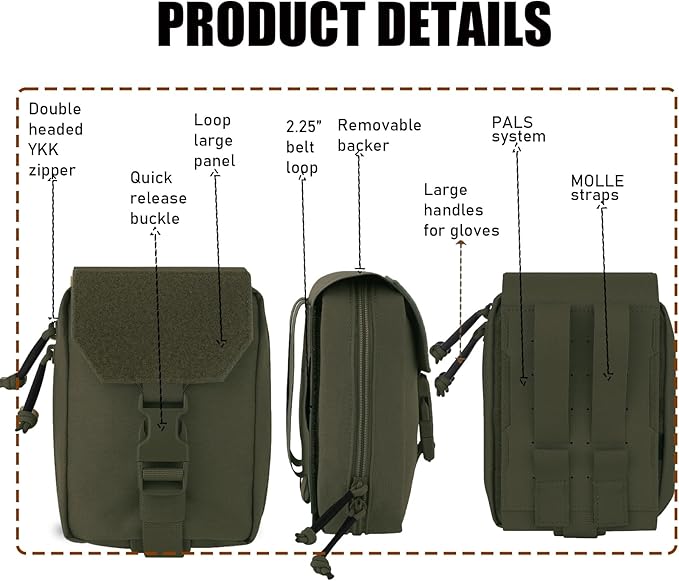 PETAC GEAR Tactical Rip Away Medical IFAK Pouch Tear Off First Aid EDC Pouches Molle & Belt Outdoor Emergency Survival Bag