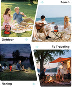 Camping Fan with Bluetooth Speaker Portable Fan,20000mAh Rechargeable Battery Powered Fans, 360° Hanging Hook for Outdoor Picnic Tent Beach Travel Barbecue, Orange