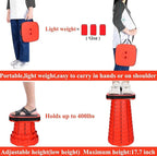 Fishboy Upgraded Square Collapsible Stool, 400lbs Max Weight, Lightweight But Sturdy, Portable Retractable Folding Telescoping Foldable Camping Stool for Adults Outdoor Fishing Hiking Travel BBQ