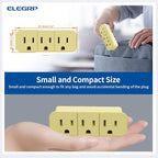 ELEGRP 2 to 3 Prong Grounded Triple Outlet Extender, Adapter Converters for Wall Outlets, Portable Polarized Wall Plug Splitter With 3 AC Outlets, ETL Listed, 2 Pack