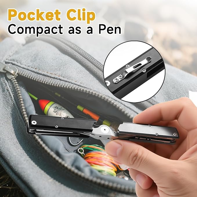 12-in-1 Multitool Fishing Pliers, Fishing Gear with Hook Remover, Pocket Knife, Fish Lip Gripper, Upgraded Scissors and Screwdriver, Survival and Camping Gear, Stainless Steel