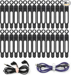 30Pcs Silicone Cord Organizer Reusable 3in Cable Ties for Charging Cords, Data Cables, Computer Wires Electrical Cord Organization Black