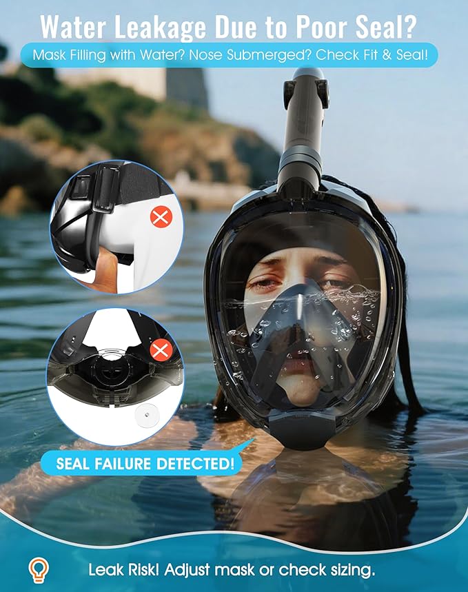 Greatever G2 Full Face Snorkel Mask with Latest Dry Top System,Foldable 180 Degree Panoramic View Snorkeling Mask with Camera Mount,Safe Breathing,Anti-Leak&Anti-Fog