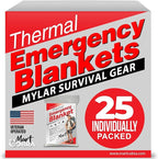 Mart Cobra Emergency Blanket 25-Pack Space Mylar Blankets Survival Gear and Supplies Reusable Thermal Camping Essentials Hiking First Aid Car Emergency Kit Prepper Foil Bug Out Bag Warm Cat Cold Snow