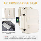 Beige Large Travel Backpack For Women Men Airline Approved Personal Item Backpack For Airlines Carry On Backpack Flight Approved Waterproof Backpack For Traveling On Airplane Weekender Travel Bag