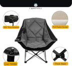 Folding Camping Chair,Oversized Portable Camping Chair with Cup Holder and Phone Holder,Heavy Duty Padded Lawn Chair for Camping, Tailgates, Beach, and Sports