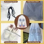 12 PCS Clear Shoe Bags for Travel, 11.8" x 15.7" Travel Shoe Bags for Storage and Packing, Waterproof Drawstring Shoe Bag for Traveling, Travel Essentials for Women and Men