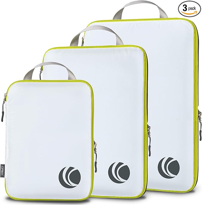 Cipway Compression Packing Cubes, Ultralight Luggage Organizer Bags, Travel Essentials for Carry on Suitcase (3 Piece,White)