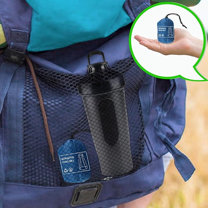 South to East Premium Mosquito Head Net for Insect 2 Pack, Ultra Large & Long, Extra Fine Holes, Fly & Bug Protection Gear for Camping, Hiking, Fishing, Gardening, Safari, Fit All Hats, Light Grey