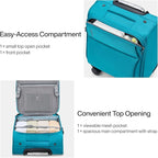 Hanke 16 Inch Underseat Carry On Luggage with Spinner Wheels for Airline, Small Softside TSA Approved Luggage Lightweight Rolling Suitcases Under Seat Travel Carry-On Bag(Caribbean Blue)