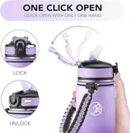 GOSWAG Insulated Sports Water Bottle, 24oz 2 Lids(with Straw/No Straw), Stainless Steel Water Bottles with Paracord Handle, Insulated Bottle with Double-Wall Vacuum Insulation