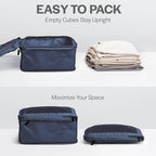 Compression Packing Cubes for Travel - Luggage Organizer Bags - Double Zipper Packing Cubes for Suitcases (4-Pack, Dark Blue)