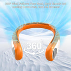 Portable Neck Fan,Personal Wearable Bladeless Fan,LED Display,4-Speeds,6000mAh USB Rechargeable,360° Strong Cooling Wind,Hands Free,Long Lasting,Birthday Gifts for Men Women Dad Mom (Orange)