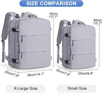 Grey Travel Backpack - Carry On Flight Approved Mochila De Viaje Personal Item - Large Backpack for Men & Women - 18x14x8 Inches