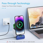 Mini Portable Charger USB C Power Bank,Upgraded 5000mAh PD Fast Charging Battery Pack Built-in USB-C Connector,LCD Display,Compatible with iPhone16,16 Plus,16Pro/Max/15,iPad Pro/Air (Dark Blue)