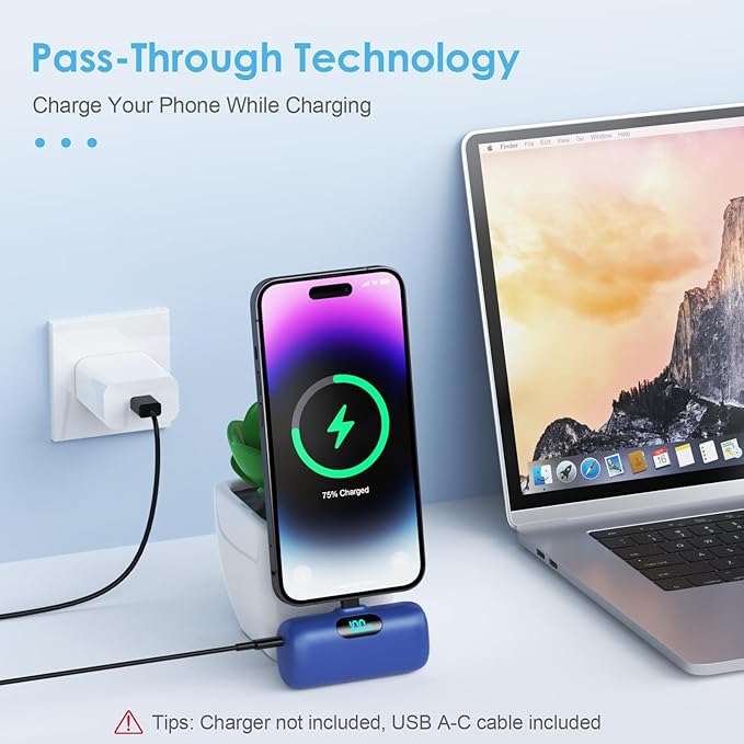 Small Portable Charger for iPhone 5000mAh, PD Fast Charging Power Bank,Mini Battery Pack Portable Phone Charger Travel Essentials for iPhone 14/14 Pro Max/13/13 Pro/12 Pro/11/XS/XR/X/8/7/6/SE Series