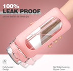 BLUEGO 64oz Water Bottle Glass with Stainless Steel Handle Large Water Bottle with Time Markers and Silicone Sleeve Half Gallon Water Jug BPA Free for Gym Daily Use, Pink