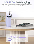 12000mAh Lightweight-Portable-Charger-Power-Bank with Built-in Cables and AC Wall Plug, PD20W USB-C Fast Charging Battery Pack, LED Display External Travel Phone Charger for All iPhone,Samsung,Android